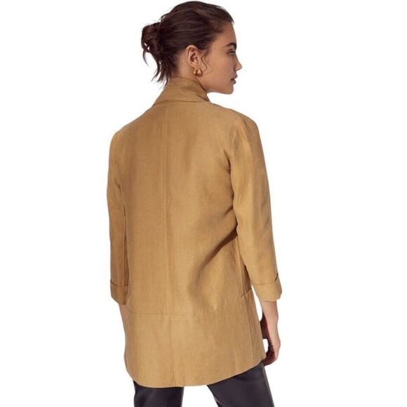 Aritzia Wilfred Chevalier Jacket Women M Linen Blend Open Front Dusty Denim Blue - Picture 15 of 16